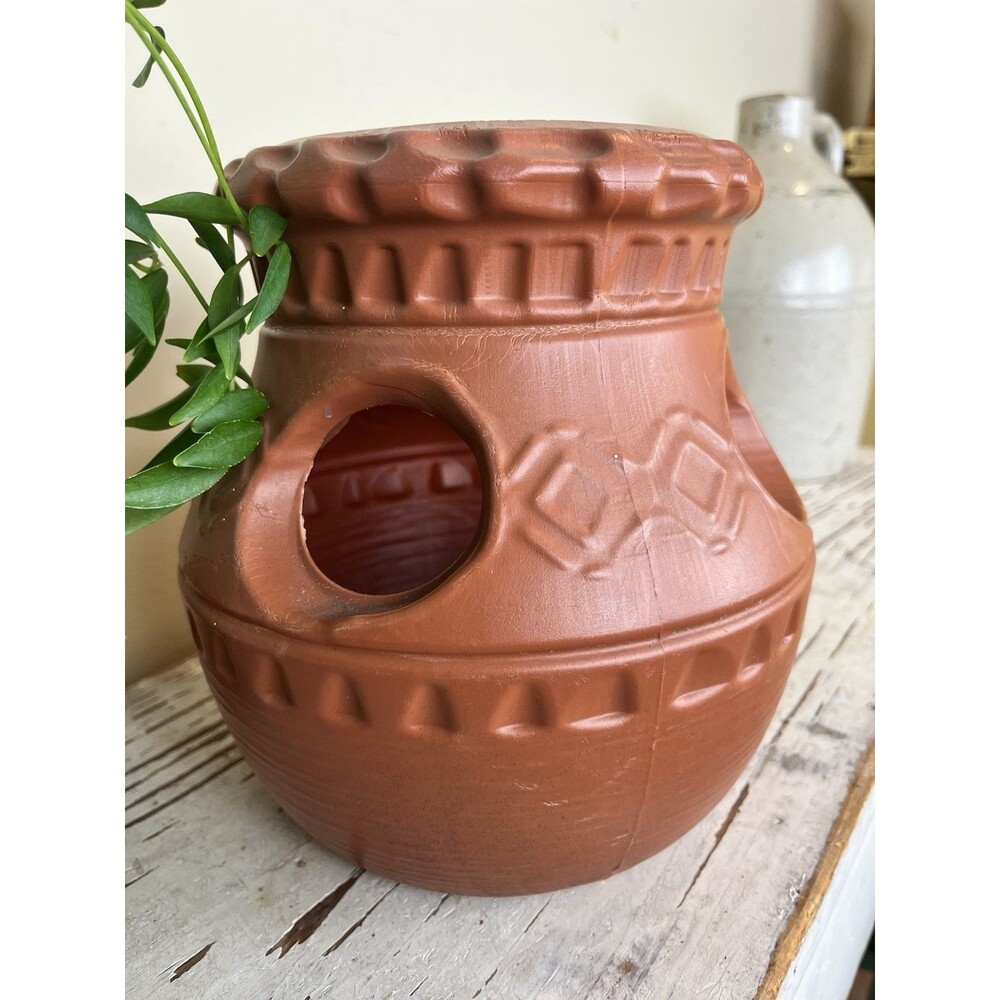 Vintage Union Blow Mold Succulent Strawberry Planter Pot Faux Clay USA 1987
